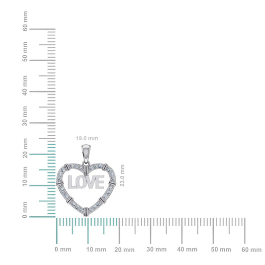 10K White Gold Round Diamond Womens Love Heart Pendant 1/4 Cttw