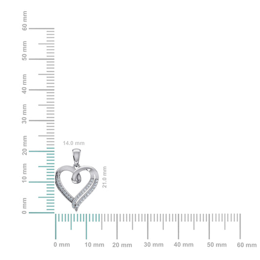 10K White Gold Round Diamond Womens Heart Pendant 1/10 Cttw