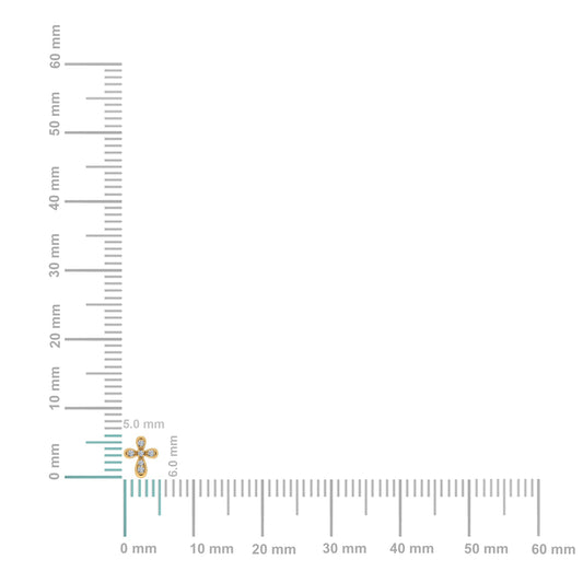 10K Yellow Gold Round Diamond Cross Studs Designer Stud Earrings 1/25 Cttw
