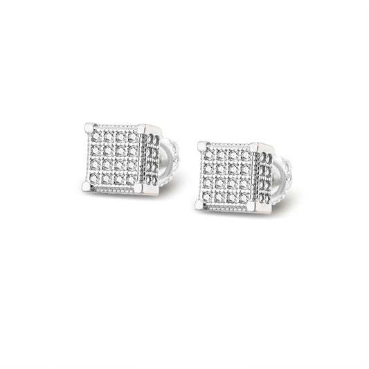 Sterling Silver Moissanite Square Shape Designer Stud Earrings RP 3/8 Cttw