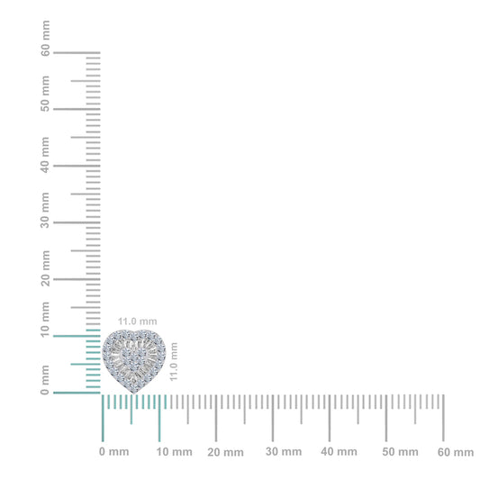 10K Yellow Gold Round Diamond Heart Shape Stud Earrings 3/4 Cttw
