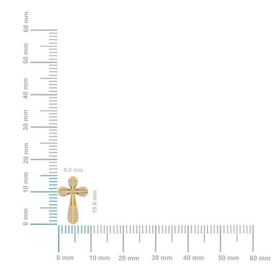 10K Yellow Gold Round Diamond Cross Religious Stud Earrings 1/8 Cttw
