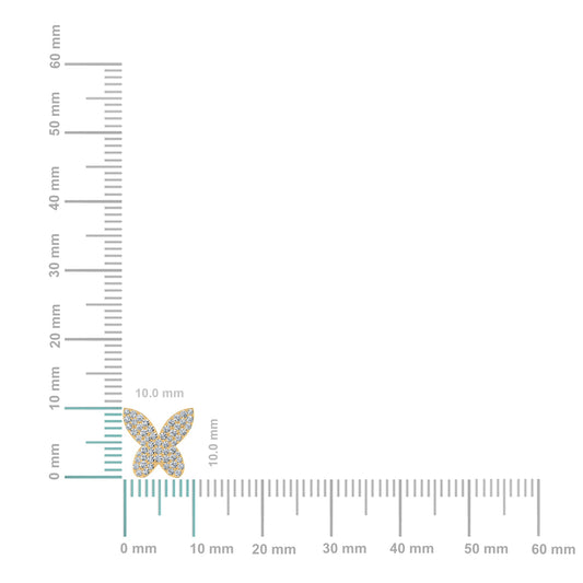 10K Yellow Gold Round Diamond Butterfly Stud Earrings 3/8 Cttw