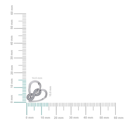 10K White Gold Round Diamond Heart Shape Infinity Twisted Pendant 1/10 Cttw