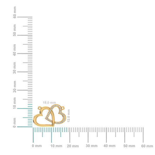 10K Yellow Gold Round Diamond Double Heart Pendant 1/20 Cttw