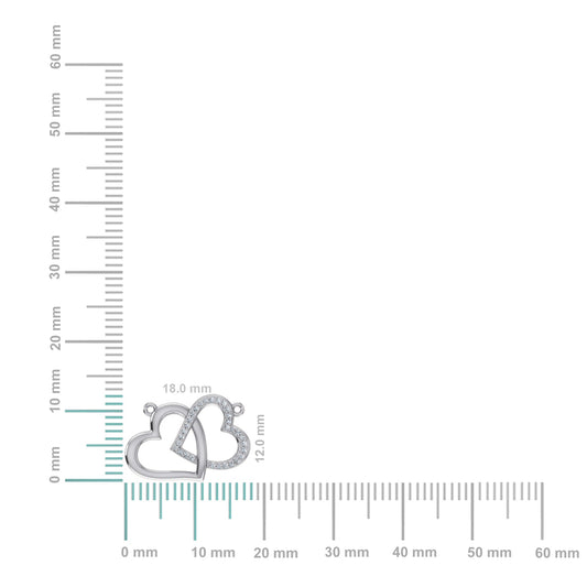 10K White Gold Round Diamond Double Heart Pendant 1/20 Cttw