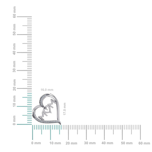 10K White Gold Round Diamond Womens Mom Heart Pendant 1/25 Cttw