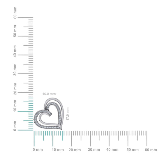 10K White Gold Round Diamond Double Womens Heart Pendant 1/10 Cttw