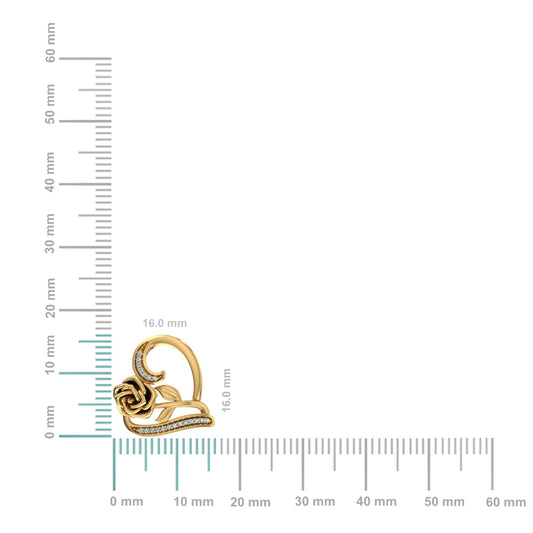 10K Yellow Gold Round Diamond Womens Heart Rose Heart Pendant 1/25 Cttw