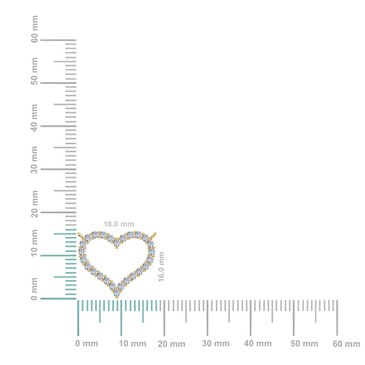 10K Yellow Gold Round Diamond Womens Heart Pendant 1/2 Cttw