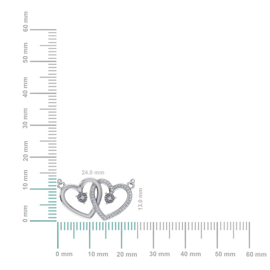 10K White Gold Round Diamond Womens Double Heart Pendant 1/10 Cttw