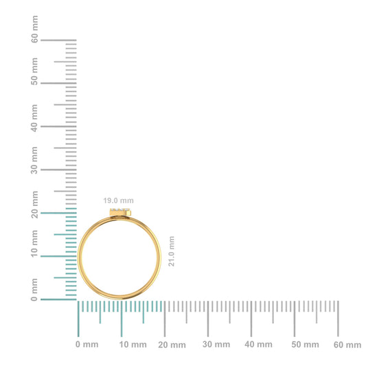 10K Yellow Gold Womens Round Diamond B Initial Letter Ring 1/20 Cttw