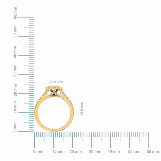 10K Yellow Gold Round Diamond Halo Bridal Cluster Ring 7/8 Cttw