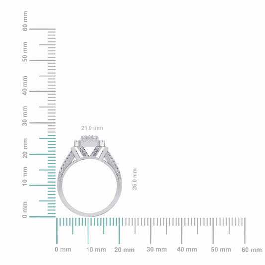 10K White Gold Round Diamond Halo Bridal Cluster Ring 7/8 Cttw