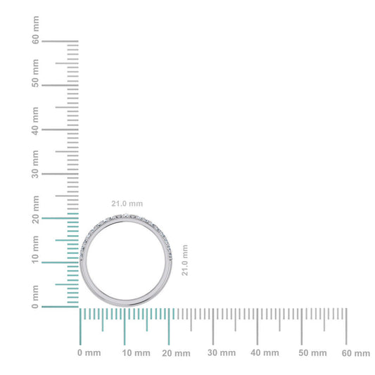 14K White Gold Round Diamond Prong Set Designer Couple Band 3/8 Cttw