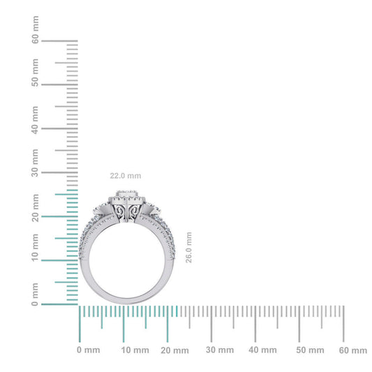 10K White Gold Womens Round Diamond Big Bridal Marquise Shape Ring 1-1/4 Cttw