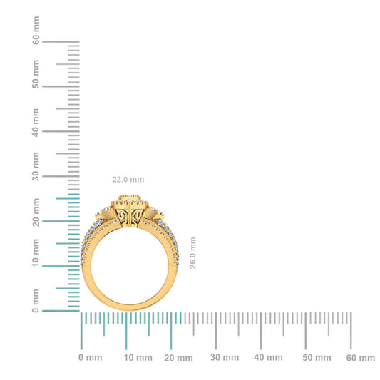 10K Yellow Gold Womens Round Diamond Big Bridal Marquise Shape Ring 1-1/4 Cttw