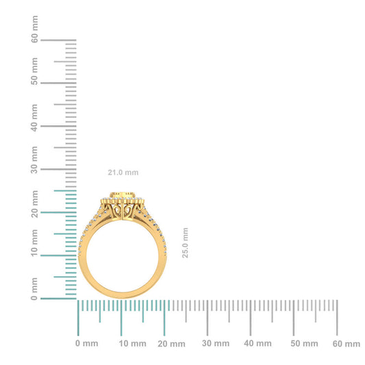 10K Yellow Gold Womens Round Diamond Big Bridal Marquise Shape Ring 1-1/2 Cttw