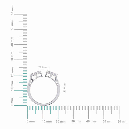 10K White Gold Womens Round Diamond Cluster Top Open Ring 1/10 Cttw
