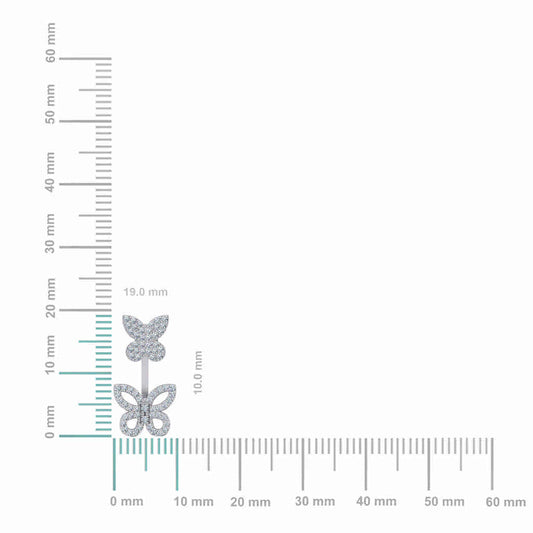 10K White Gold Womens Round Diamond Butterfly Cluster Top Open Earring 1/4 Cttw