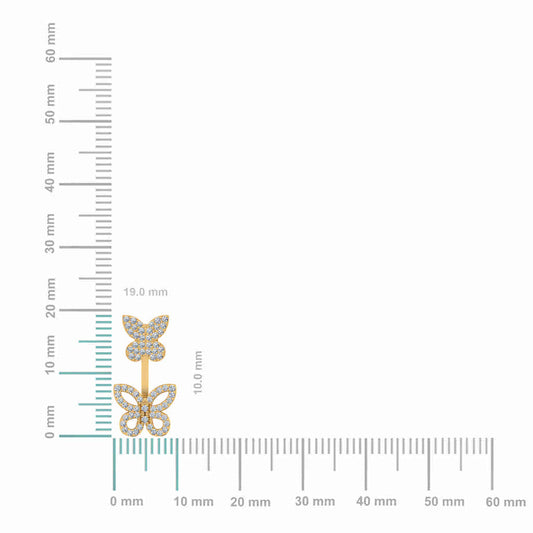 10K Yellow Gold Womens Round Diamond Butterfly Cluster Top Open EarRing 1/4 Cttw