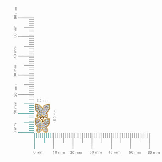 10K Yellow Gold Womens Round Diamond Butterfly Cluster Top Open Pendant 1/4 Cttw