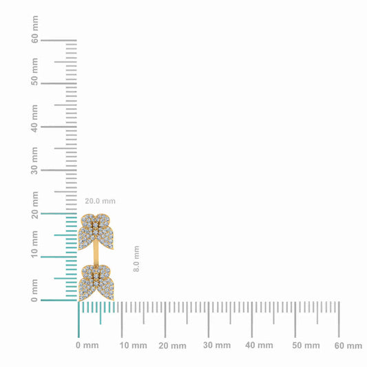 10K Yellow Gold Womens Round Diamond Butterfly Cluster Top Open Earring 1/4 Cttw