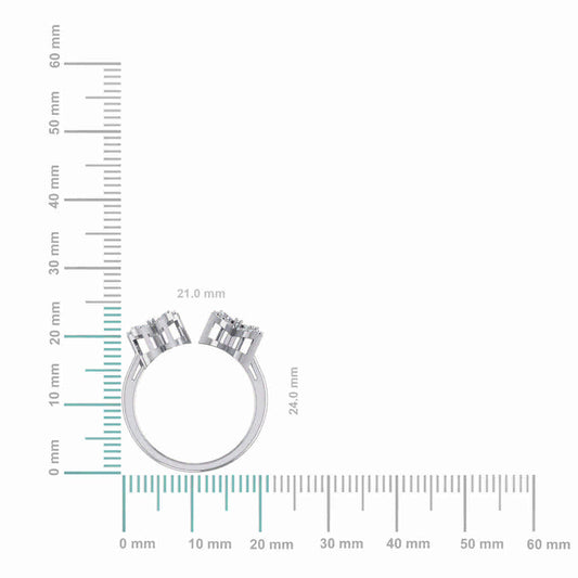 10K White Gold Womens Round Diamond Butterfly Cluster Top Open Ring 1/4 Cttw