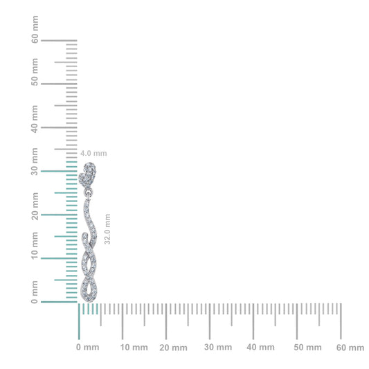 10K White Gold Round Diamond Infinity Dangling Earrings 1/2 Cttw