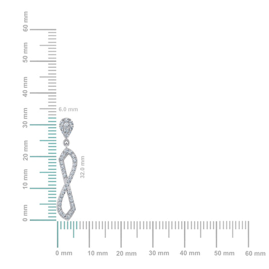 10K White Gold Round Diamond Twisted Dangling Earrings 7/8 Cttw