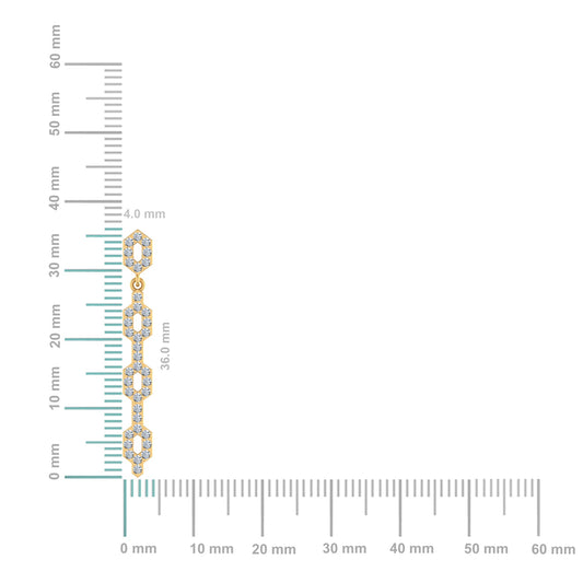 10K Yellow Gold Round Diamond Designer Dangling Earrings 3/4 Cttw