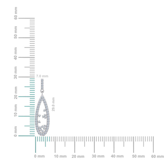 10K White Gold Round Diamond Designer Dangling Earrings 5/8 Cttw