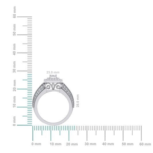 10K White Gold Round Diamond Square Shape Sz 7 Head Ladies Ring 1 Cttw