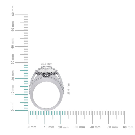 10K White Gold Round Diamond Marquise Shape Sz 7 Head Ladies Ring 2-7/8 Cttw