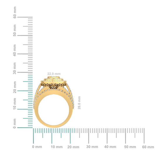 10K Yellow Gold Round Diamond Marquise Shape Sz 7 Head Ladies Ring 2-7/8 Cttw