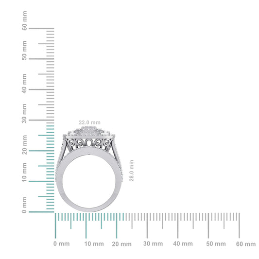 10K White Gold Round Diamond Designer Sz 7 Head Ladies Ring 2-1/3 Cttw