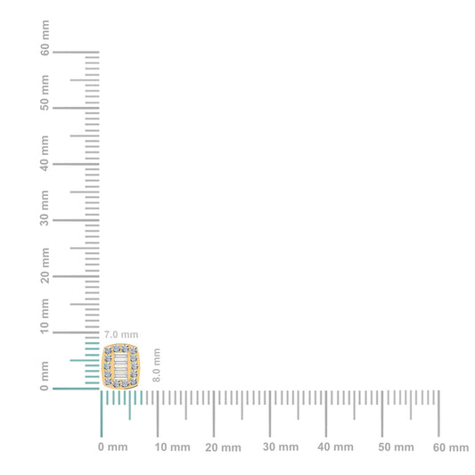 10K Yellow Gold Round Baguette Diamond Stud Earring 3/8 Cttw