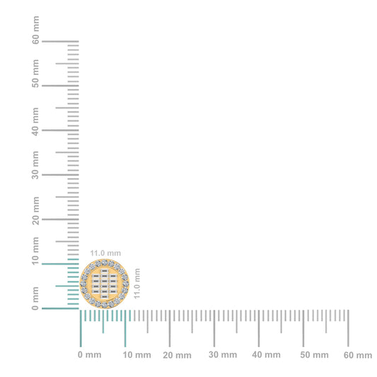 10K Yellow Gold Round Baguette Diamond Cluster Stud Earring 5/8 Cttw