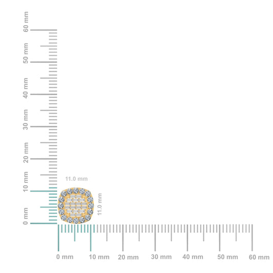 10K Yellow Gold Round Baguette Diamond Stud Earrings 1 Cttw
