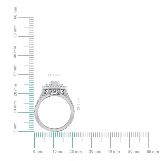 10K White Gold Round Diamond Womens Sz 7 Designer Bridal Ring 1-1/2 Cttw