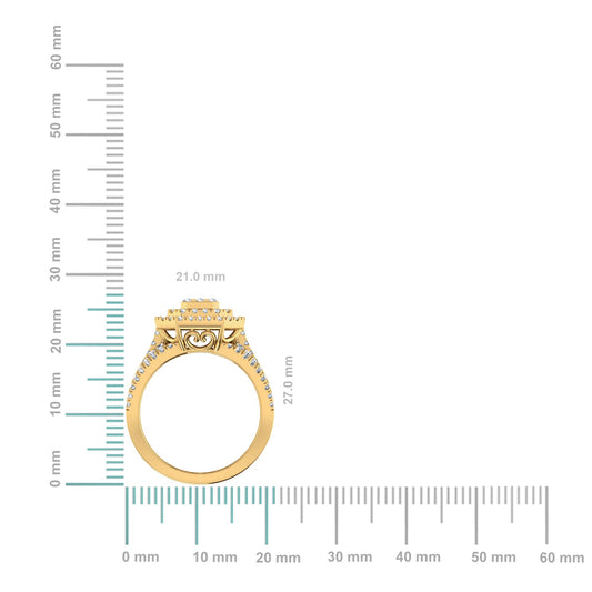 10K Yellow Gold Round Diamond Womens Sz 7 Designer Bridal Ring 1-1/2 Cttw