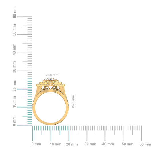 10K Yellow Gold Round Baguette Diamond Womens Designer Bridal Ring 1-5/8 Cttw