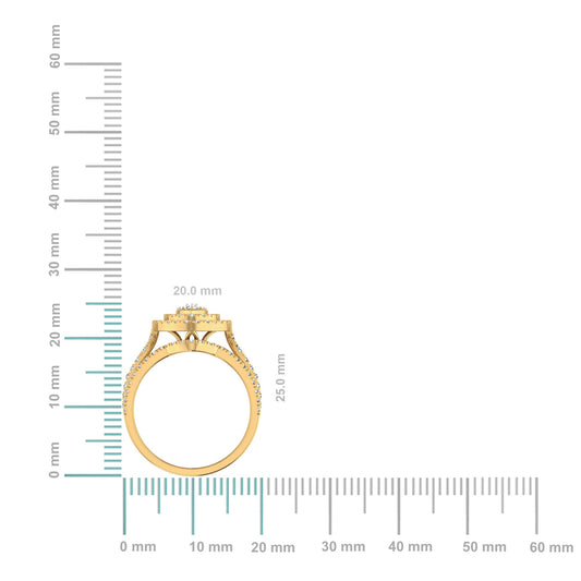 10K Yellow Gold Round Baguette Diamond Womens Designer Bridal Ring 1-3/8 Cttw
