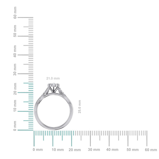 14K White Gold Round Diamond Womens Flower Designer Ring 1/2 Cttw