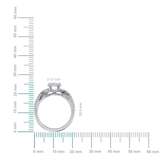 14K White Gold Round Diamond Womens Designer Ring 3/4 Cttw
