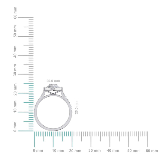 14K White Gold Round Baguette Diamond Womens Sz 7 Designer Ring 3/4 Cttw