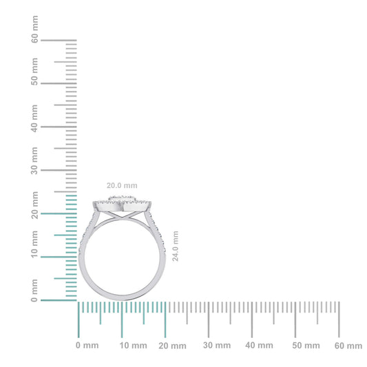 14K White Gold Round Baguette Diamond Heart Shape Womens Designer Ring 1 Cttw