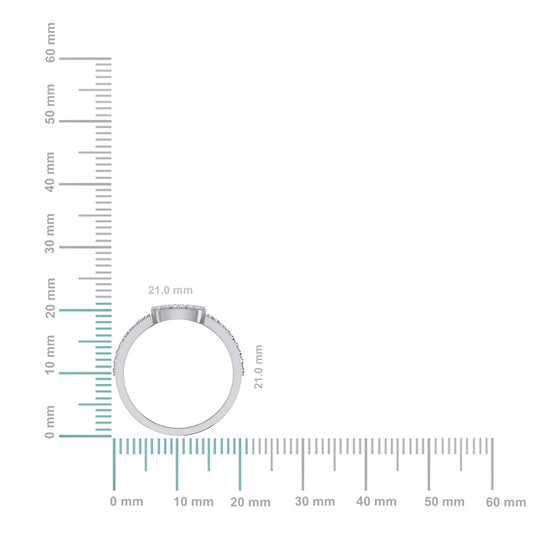 14K White Gold Round Diamond Womens Square Shape Sz 7 Designer Ring 3/8 Cttw