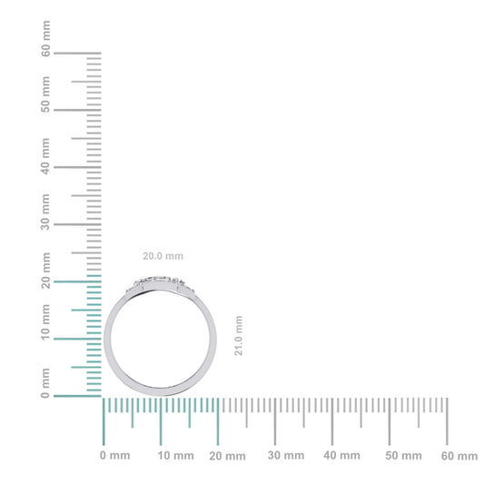 14K White Gold Round Baguette Diamond Womens Sz 7 Designer Ring 5/8 Cttw