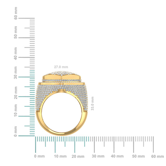 10K Yellow Gold Round Diamond Mens Heart Shape Sz 10 Designer Mens Ring 4-3/8 Cttw